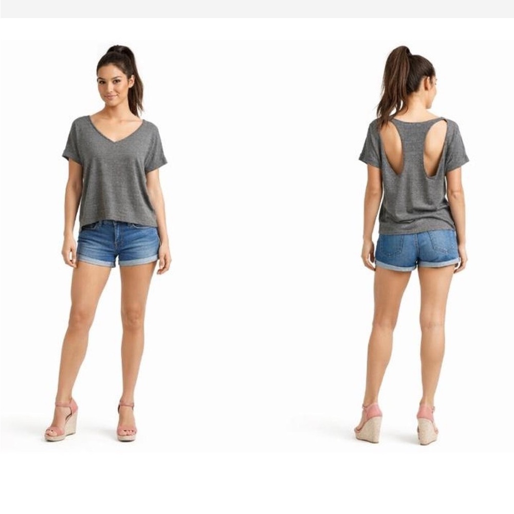 Gray Tee w/Open Racerback Detail - Picture 2 of 4
